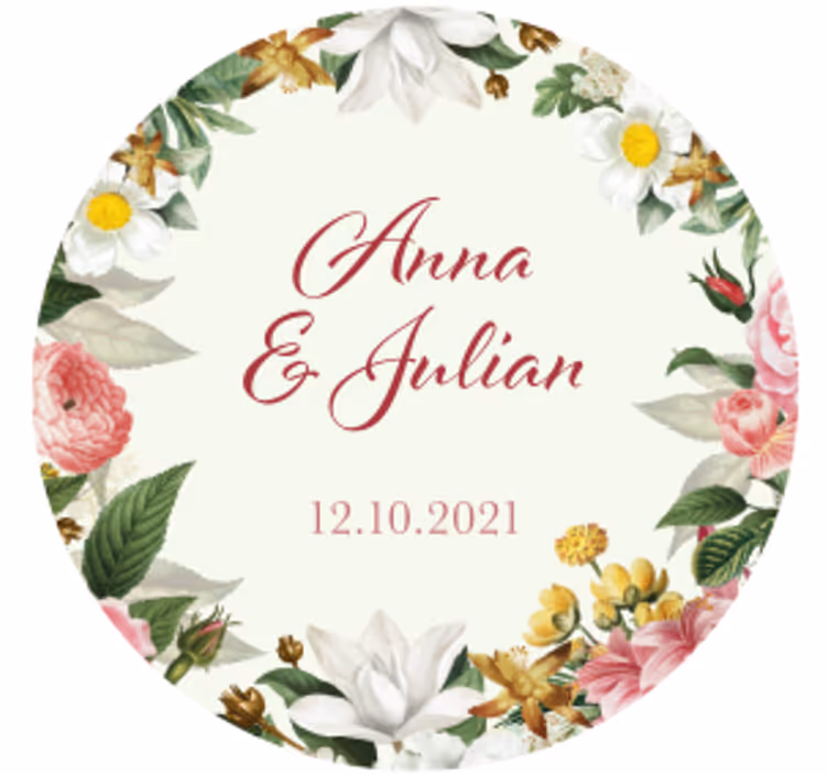 Floral wedding personalized podstavki za poročna - TenStickers