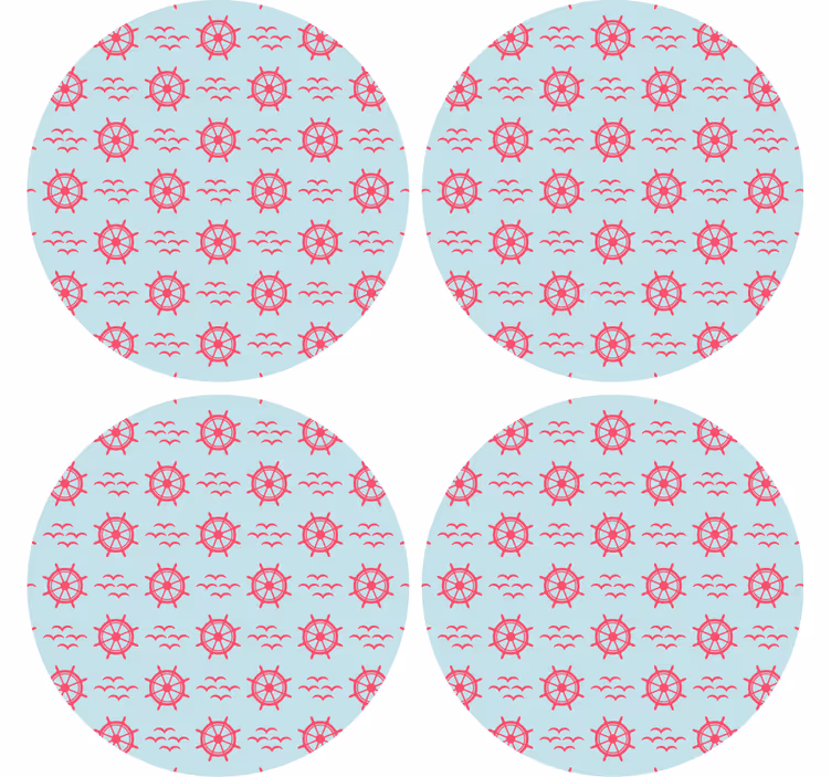 Nautical wheel pattern geeky podstavek za kozarce - TenStickers