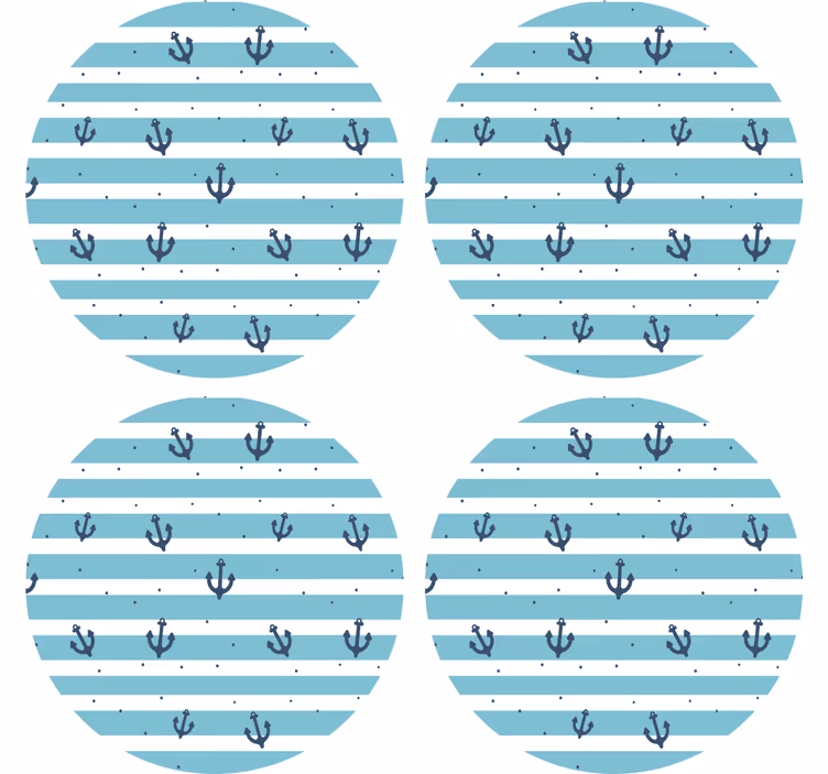 Nautical stripe anchor pattern podstavek za kozarce - TenStickers