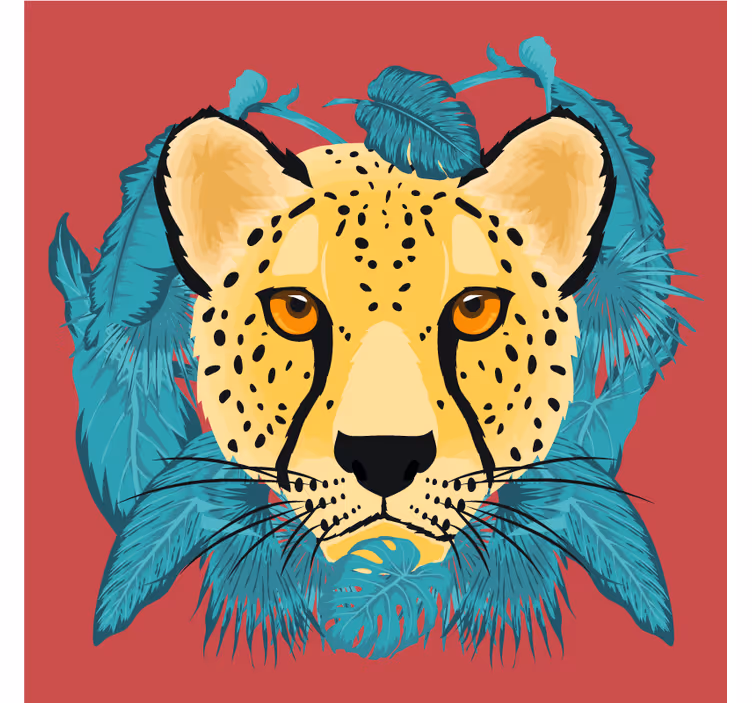 Stylized leopard illustration geeky podstavek za kozarce - TenStickers