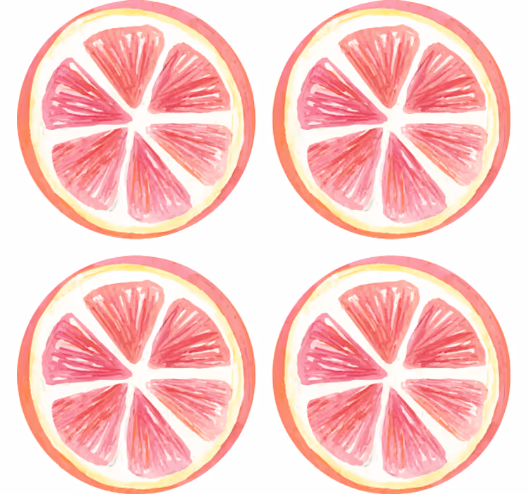 Outlined pink citrus slices podstavek za kozarce - TenStickers