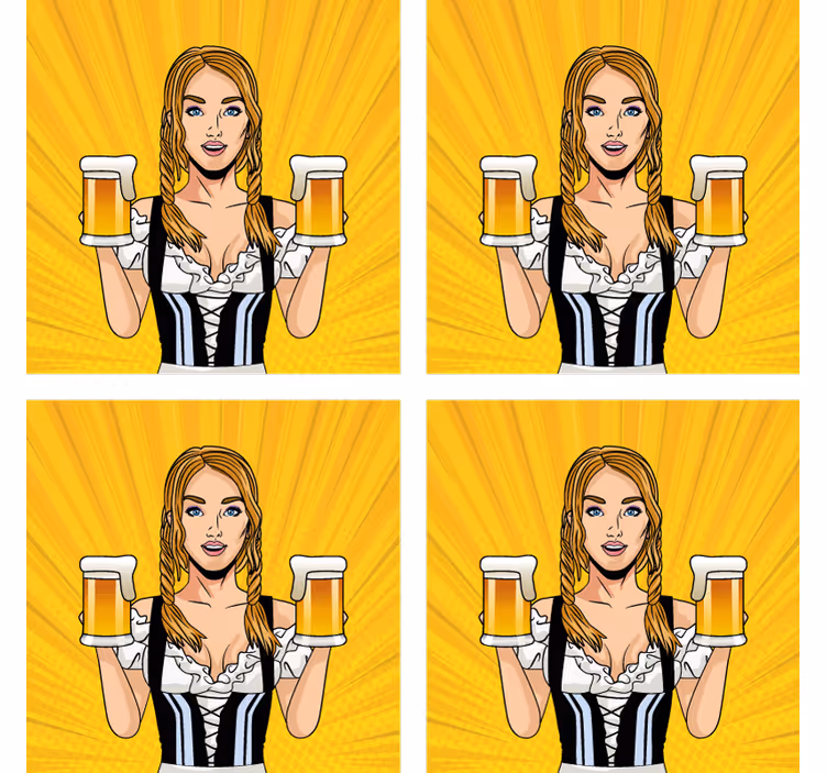 Cheerful woman holding beers s podstavkom za kozarce - TenStickers
