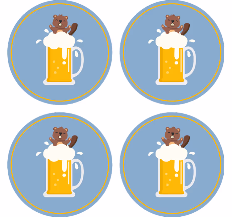 Cheerful beaver mug podstavek za kozarce pivski - TenStickers
