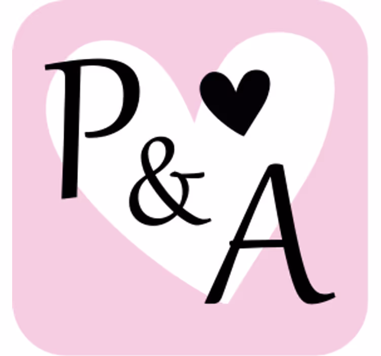 Heart motif initials podstavki za poročna - TenStickers