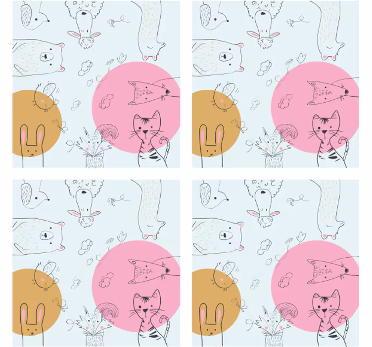 Whimsical animal illustrations podstavek za kozarce - TenStickers