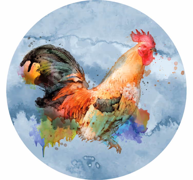 Vibrant rooster illustration geeky podstavek za kozarce - TenStickers