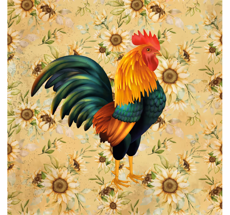 Colorful rooster illustration podstavek za kozarce - TenStickers