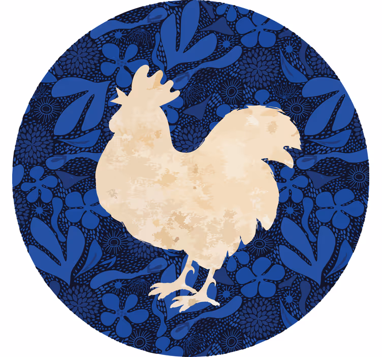 Rooster floral silhouette podstavki za kozarce vintage - TenStickers