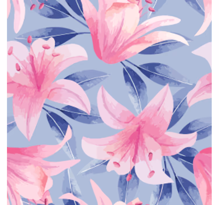 Floral pattern with pink lilies podstavki z teksturo - TenStickers