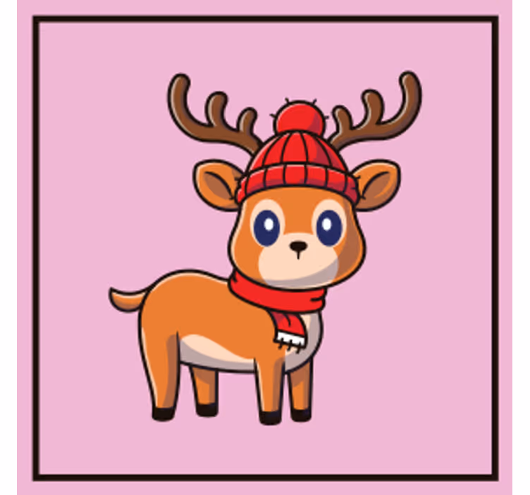 Cute reindeer with scarf podstavek za kozarce halloween - TenStickers
