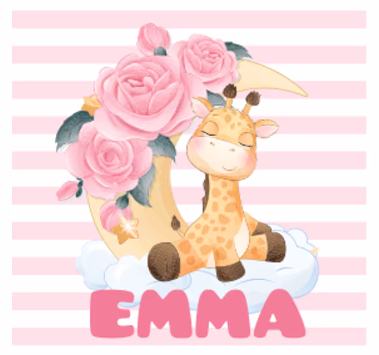 Giraffe with floral crescent personalizirani podstavki - TenStickers