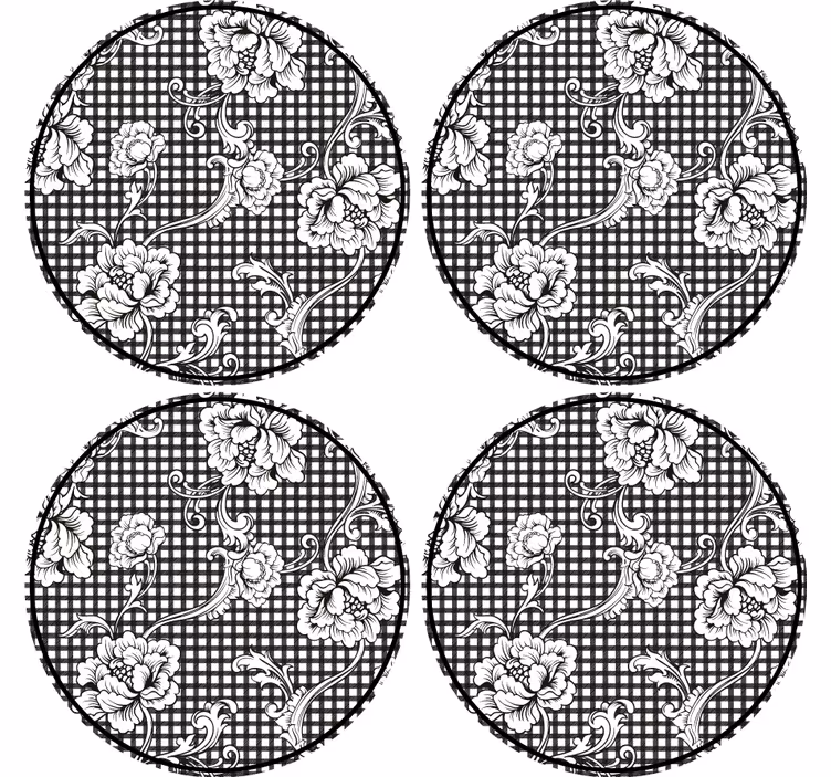 Floral gingham pattern podstavki s teksturnim učinkom - TenStickers