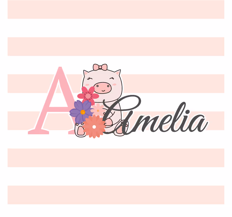 Playful piglet with flowers personalizirani podstavki - TenStickers