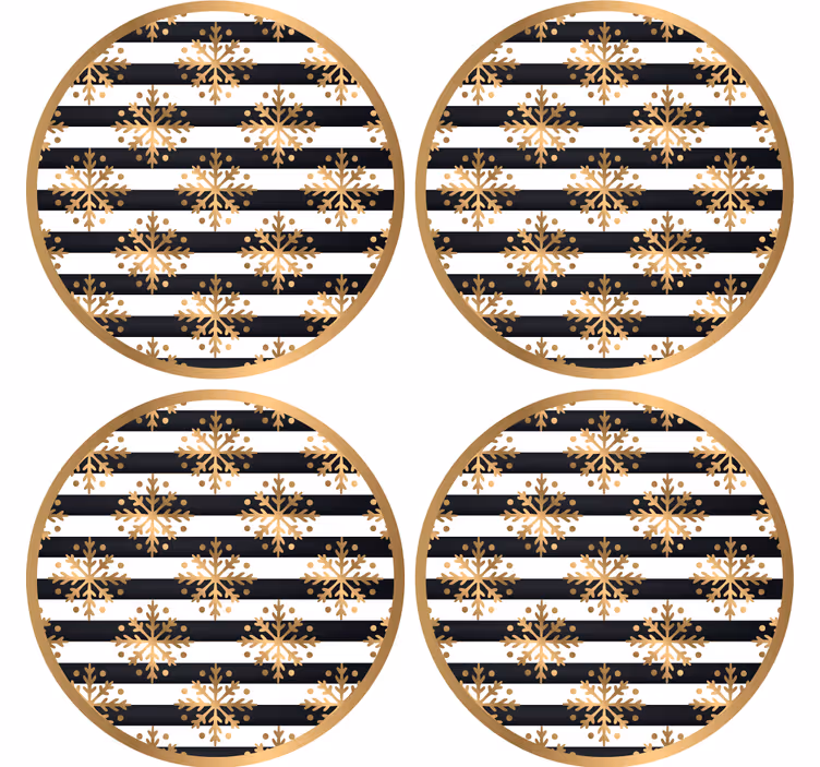 Striped snowflake pattern božične podstavke za kozarce - TenStickers