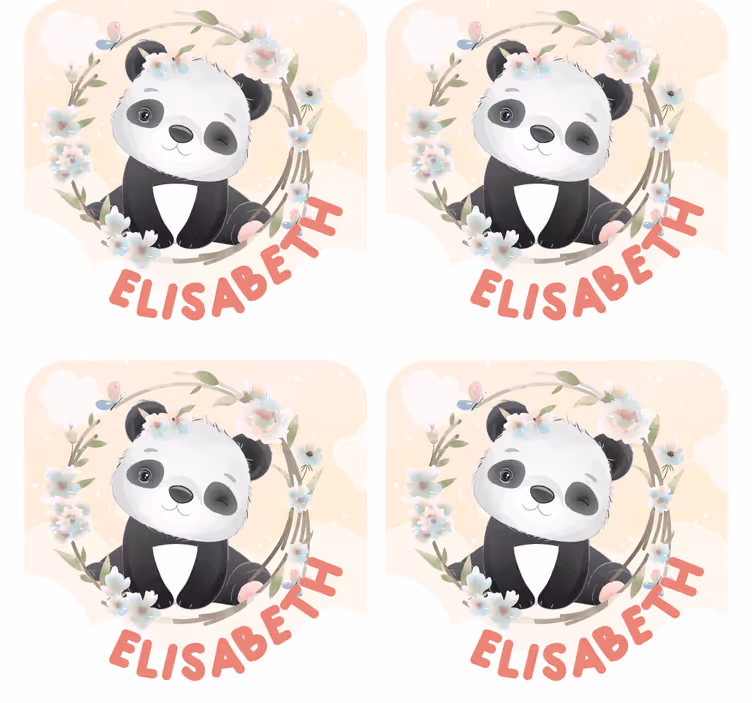 Panda with floral accents personalizirani podstavki - TenStickers