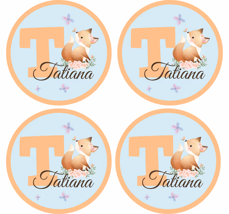 Whimsical fox design personalizirani podstavki za kozarce - TenStickers
