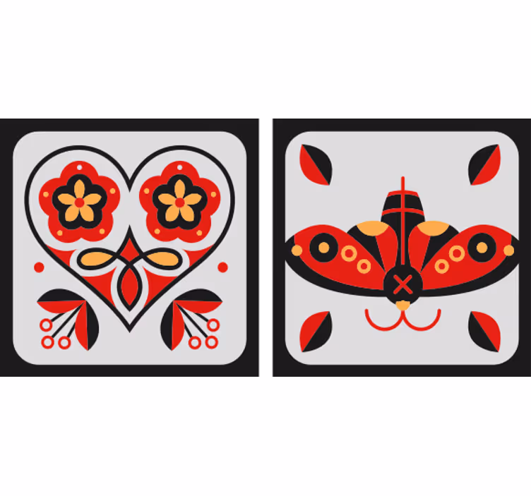 Podstavek za kozarce z motivi srca in metuljev - TenStickers