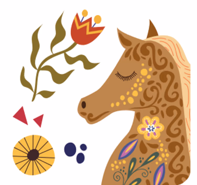 Stylized horse profile geeky podstavek za kozarce - TenStickers