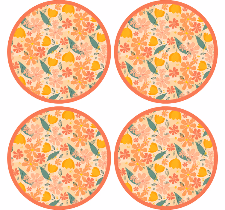 Floral patterned round surface podstavki z teksturo - TenStickers