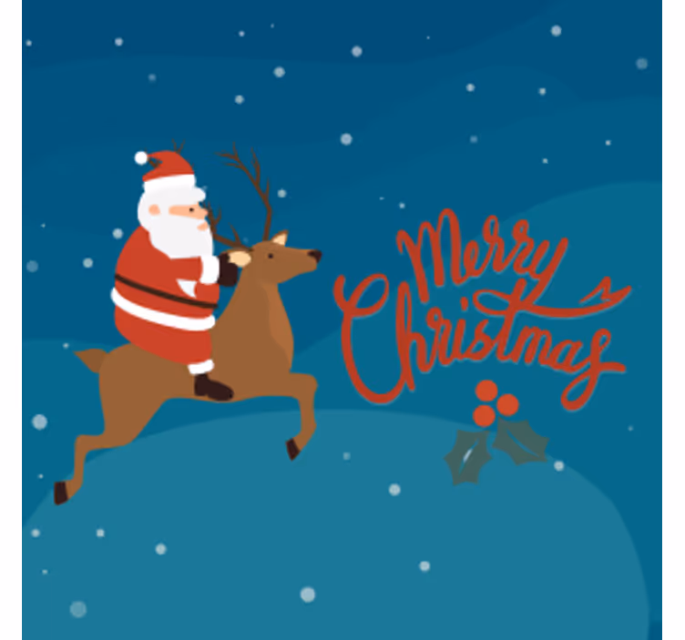 Santa riding reindeer božični podstavki za kozarce - TenStickers