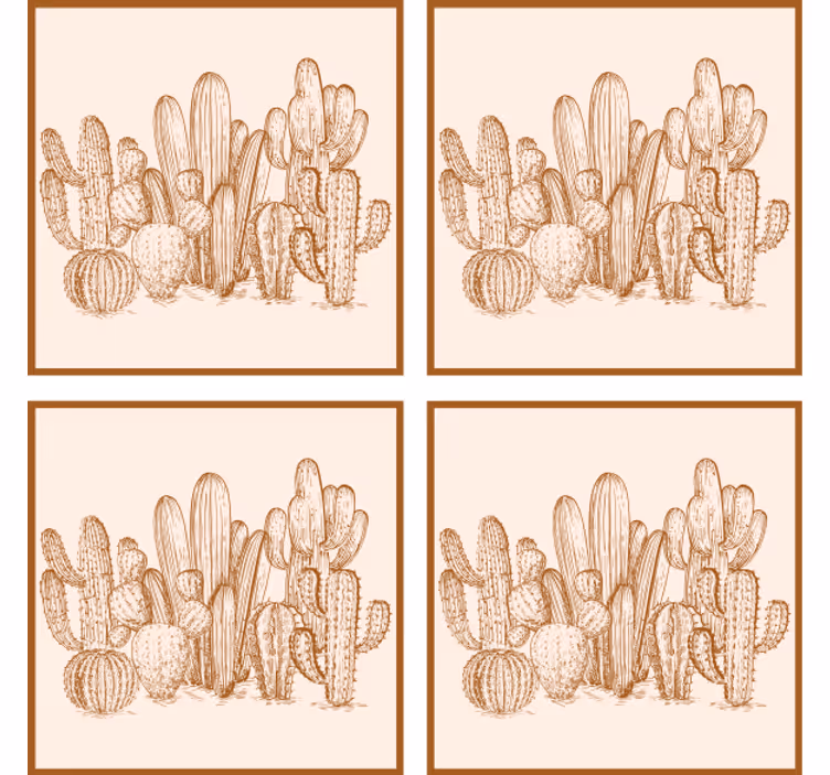 Cactus variety illustration podstavki s teksturo - TenStickers