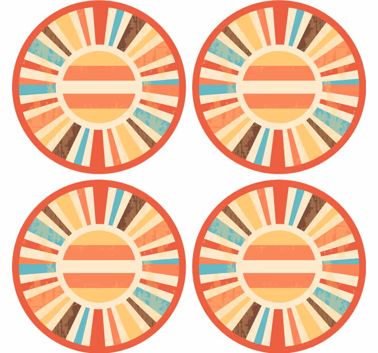 Pisani retro sončni žarki vintage coaster - TenStickers