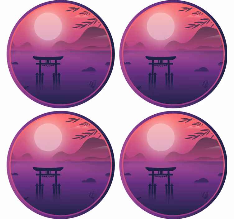Serene sunset landscape podstavki za kozarce moderne - TenStickers