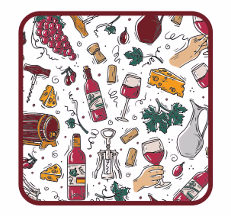 Wine bottles grapes cheese podstavek za kozarce - TenStickers