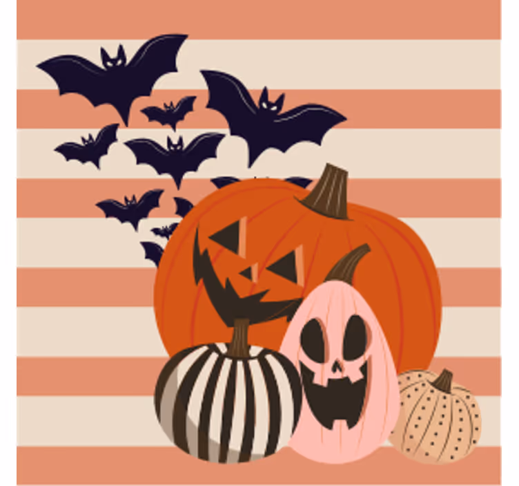 Pumpkin trio with bats podstavek za kozarce halloween - TenStickers