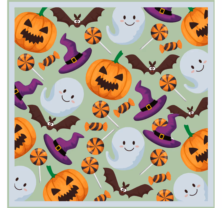 Pumpkins and ghosts pattern podstavek za kozarce halloween - TenStickers