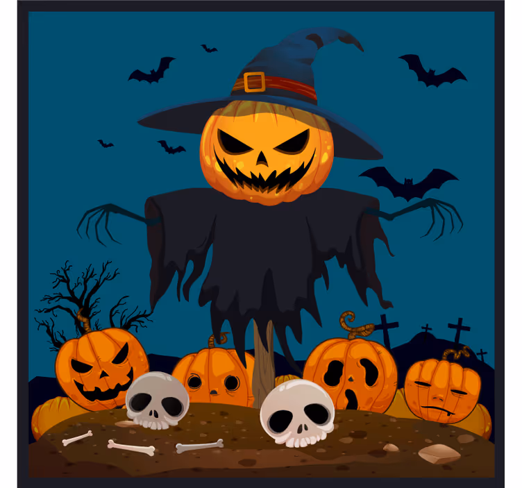 Scarecrow pumpkin scene podstavek za kozarce halloween - TenStickers