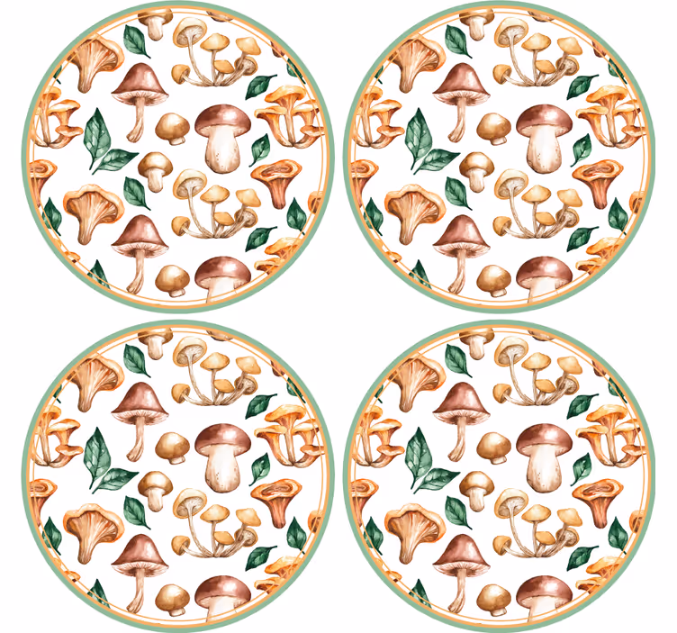 Mushroom pattern elements podstavek za kozarce - TenStickers