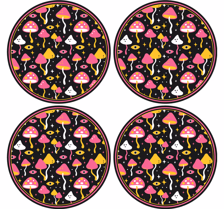 Barvit vzorec gob podstavek za kozarce geeky - TenStickers