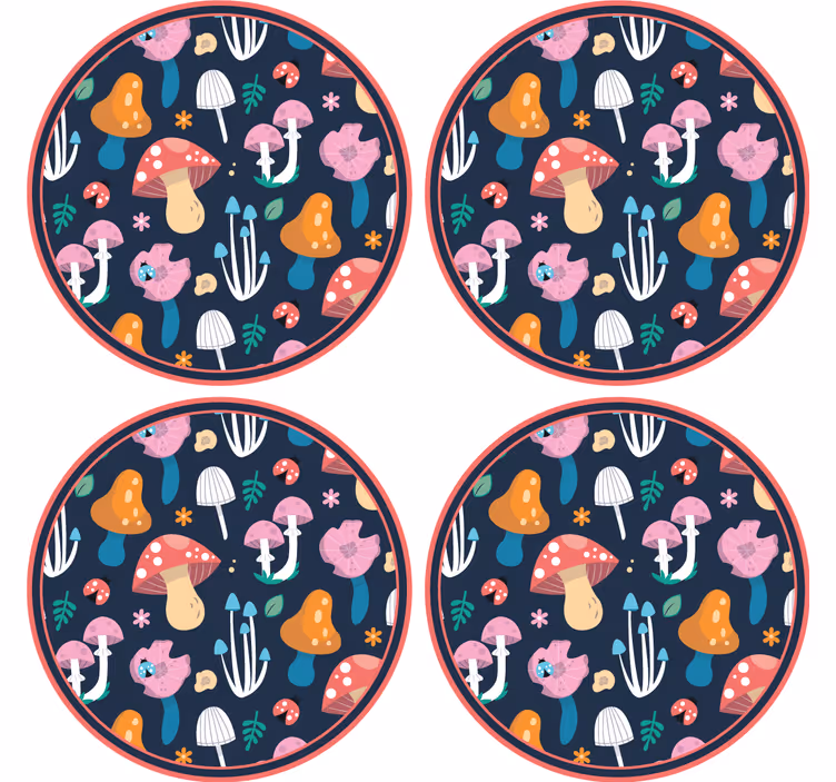 Vibrant fungi motif podstavek za kozarce geeky - TenStickers