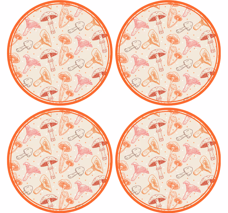 Whimsical mushroom illustration podstavek za kozarce - TenStickers