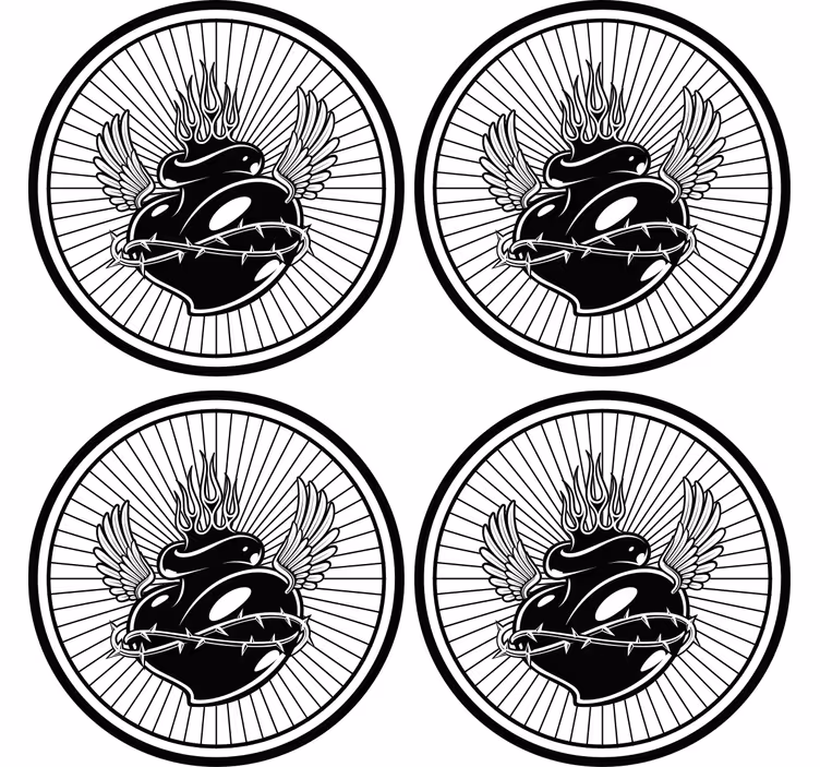 Winged heart with thorns geeky podstavek za kozarce - TenStickers