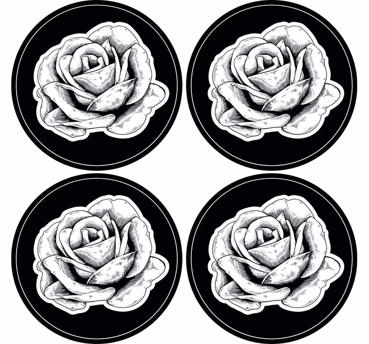 Intricate black rose podstavki z teksturo - TenStickers