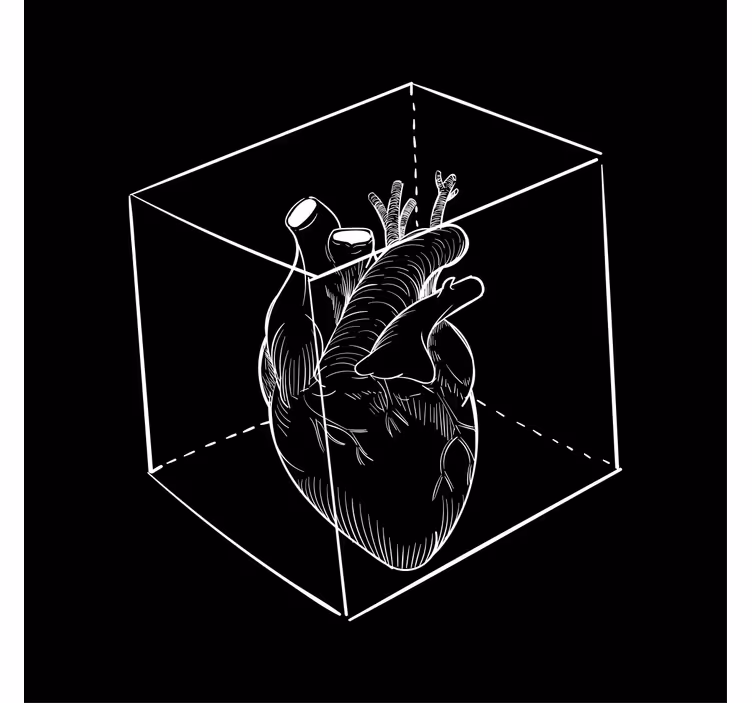 Heart in 3d cube geeky podstavek za kozarce - TenStickers