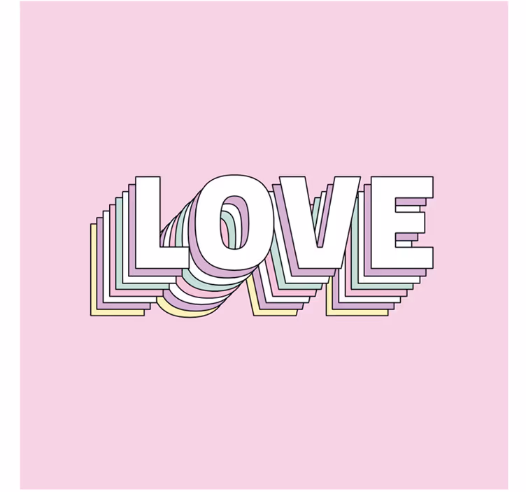Pink and white love typography podstavek za kozarce - TenStickers