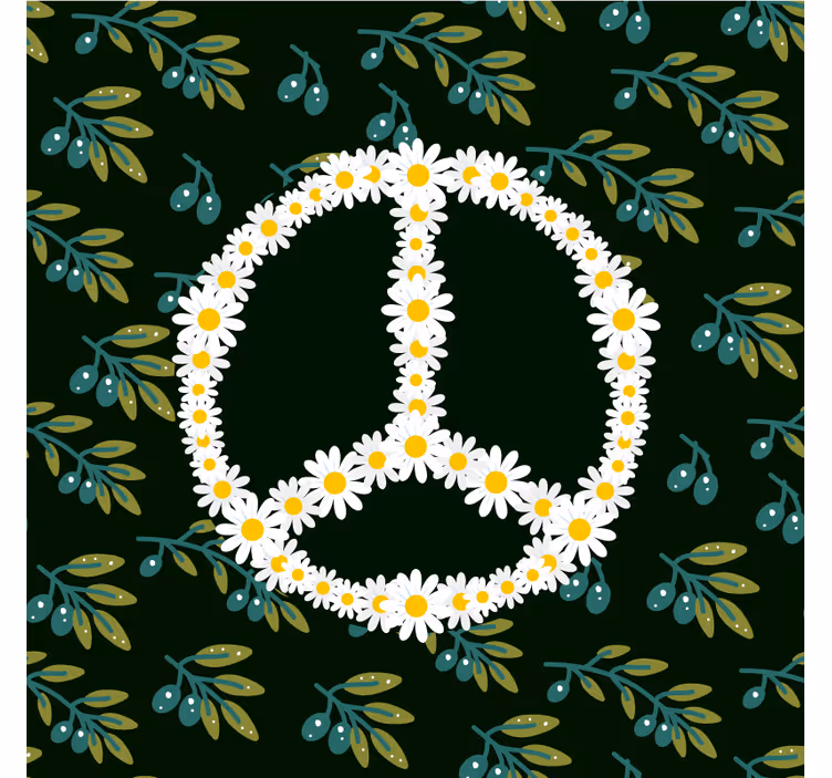 Floral peace symbol geeky podstavek za kozarce - TenStickers