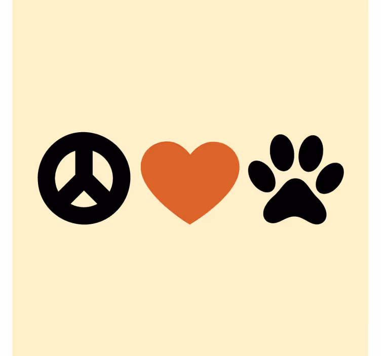 Peace love pets podstavek za kozarce s citati - TenStickers