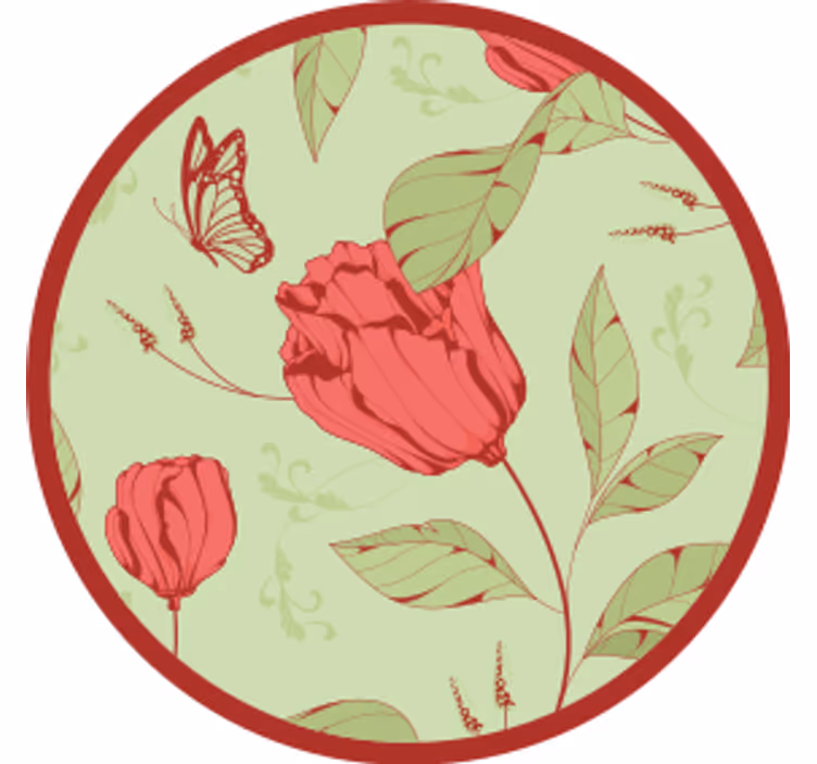 Floral pattern with butterfly podstavki za kozarce - TenStickers