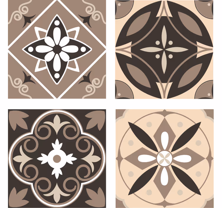 Geometric floral pattern set za podstavke s teksturo - TenStickers