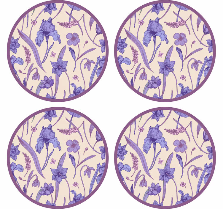 Floral purple pattern podstavki s teksturnim učinkom - TenStickers