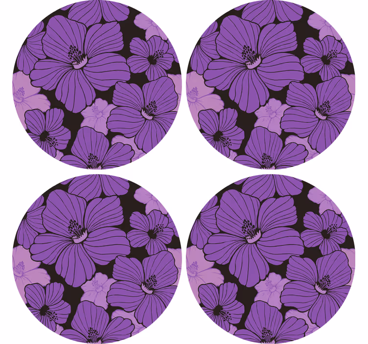 Vibrant purple floral pattern podstavki z teksturo - TenStickers
