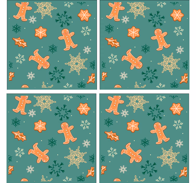 Gingerbread cookie pattern božične podstavke za kozarce - TenStickers