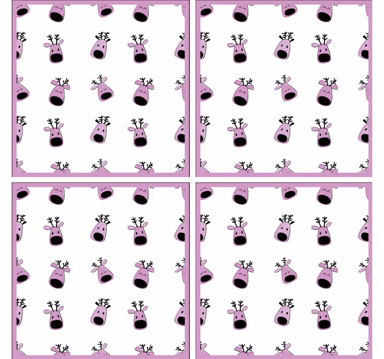 Playful reindeer faces božični podstavki za kozarce - TenStickers