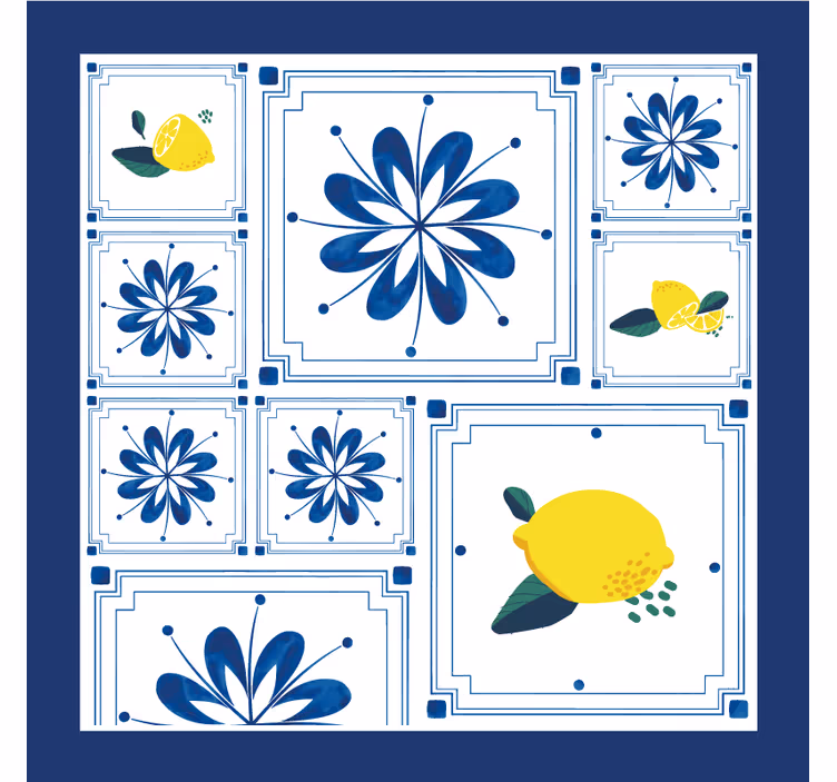 Limonin cvetlični vzorec podstavek za kozarce ploščicami - TenStickers