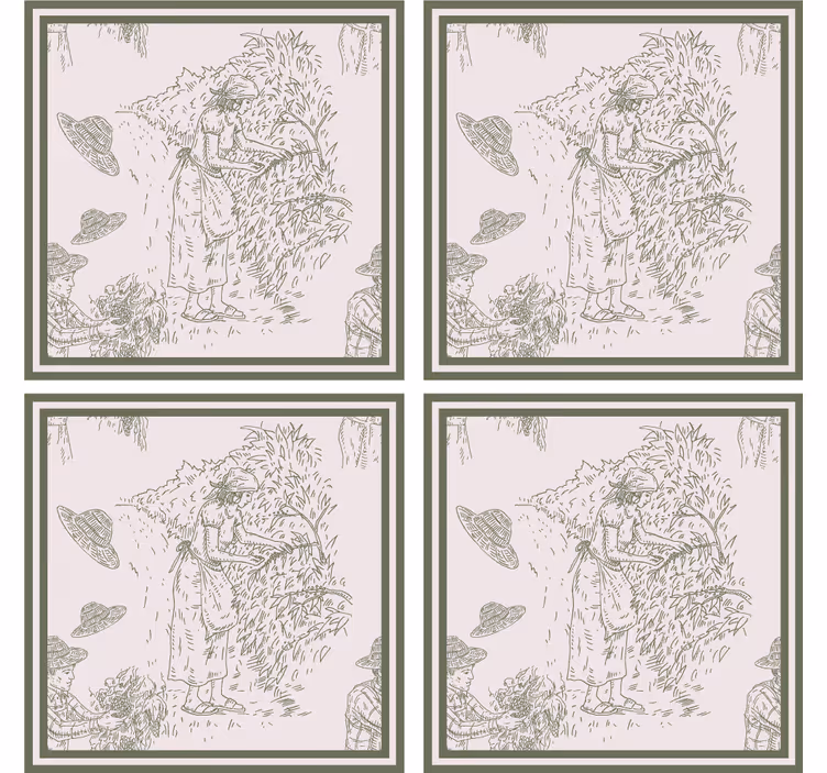 Francoski vintage vzorec v zelenem podstavku - TenStickers