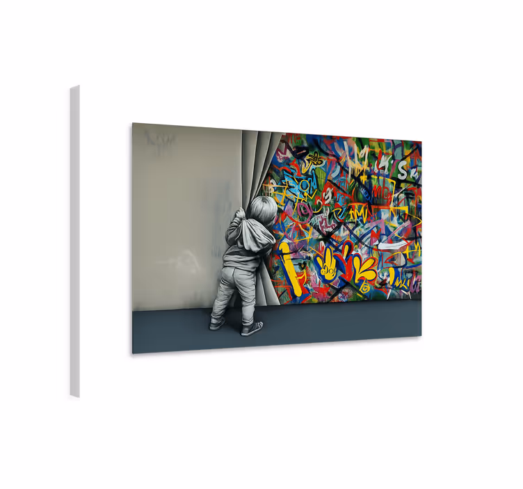 Otrok vohuni za grafiti platno umetniška slika - TenStickers
